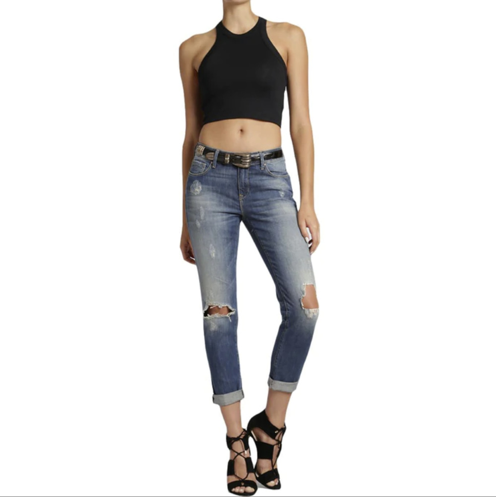 NEW Mavi Ada Sexy Distressed Cuff Boyfriend Jeans - 32 Waist